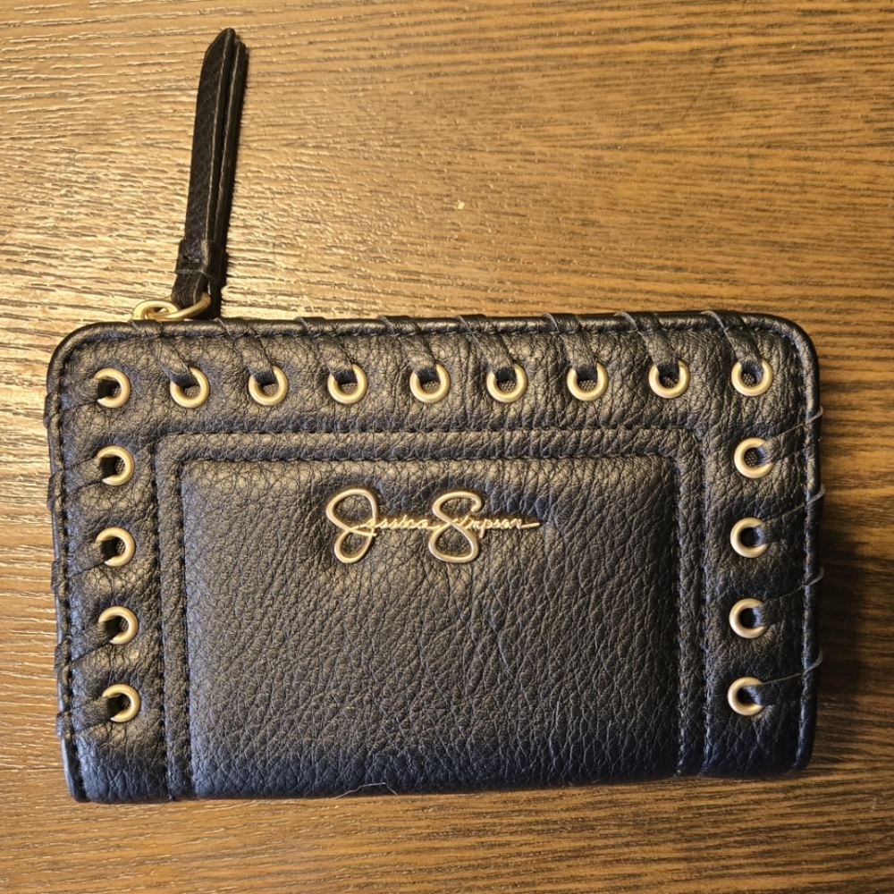Jessica Simpson Black Wallet With Eyelet Accents